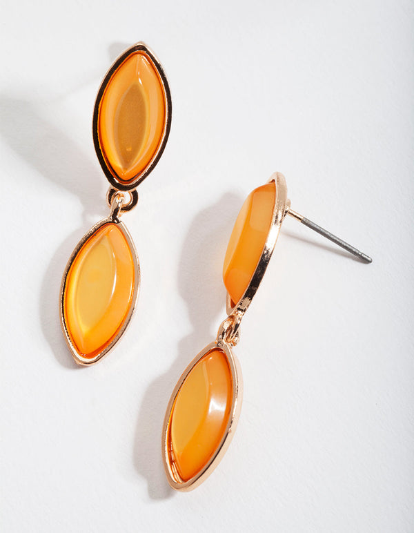 Orange Double Gem Drop Earrings