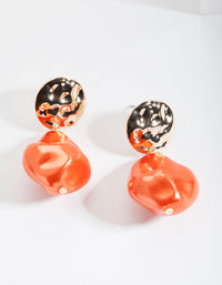 Orange Metallic Bead Drop Earrings - link has visual effect only