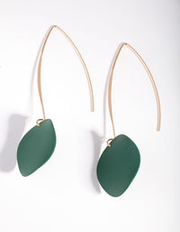 Green Gold Hook Matte Earrings - link has visual effect only