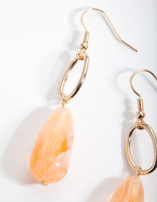 Orange Tear Drop Earrings