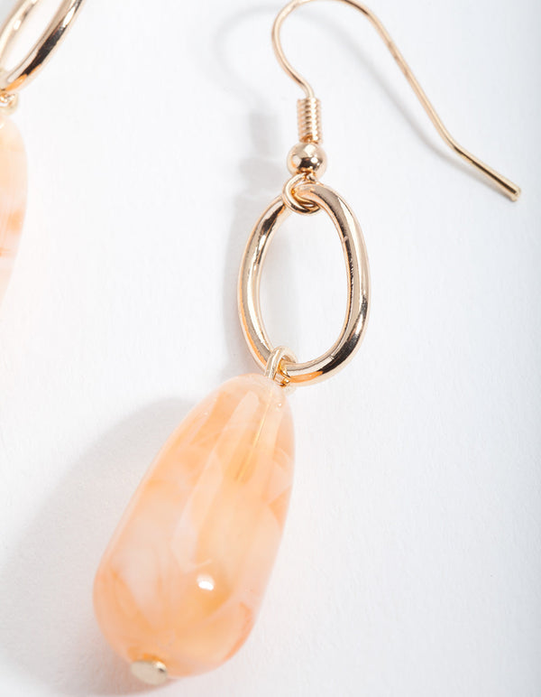 Orange Tear Drop Earrings