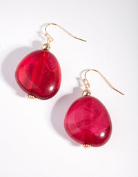 Maroon Gold Bead Drop Earrings - link has visual effect only