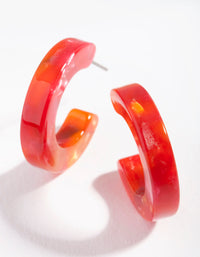 Red Small Acrylic Hoop Earrings - link has visual effect only