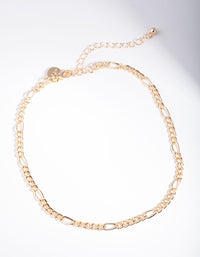 Gold Curb Chain Choker Necklace - link has visual effect only