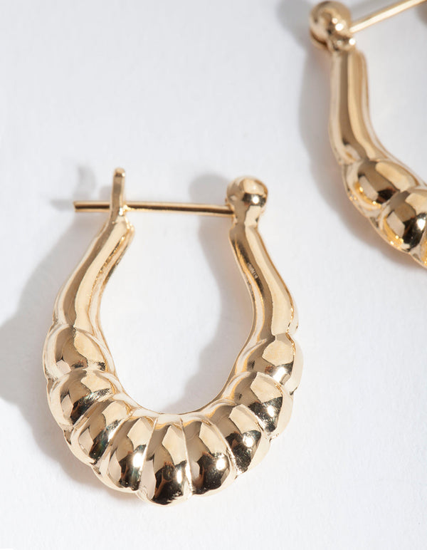Gold Plated Sterling Silver Textured Hoop Earrings