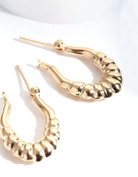 Gold Plated Sterling Silver Textured Hoop Earrings - link has visual effect only