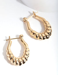 Gold Plated Sterling Silver Textured Hoop Earrings - link has visual effect only