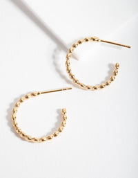 Gold Plated Sterling Silver Beaded Open Hoop Earrings - link has visual effect only