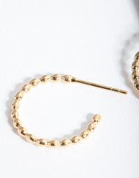 Gold Plated Sterling Silver Beaded Open Hoop Earrings - link has visual effect only