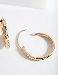 Gold Plated Sterling Silver Pattern Hoop Earrings - link has visual effect only