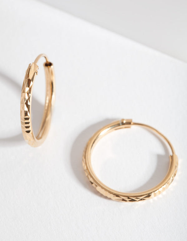 Gold Plated Sterling Silver Pattern Hoop Earrings