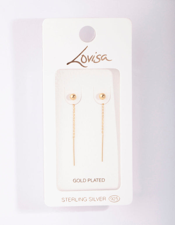 Gold Plated Sterling Silver Ball Third Earrings