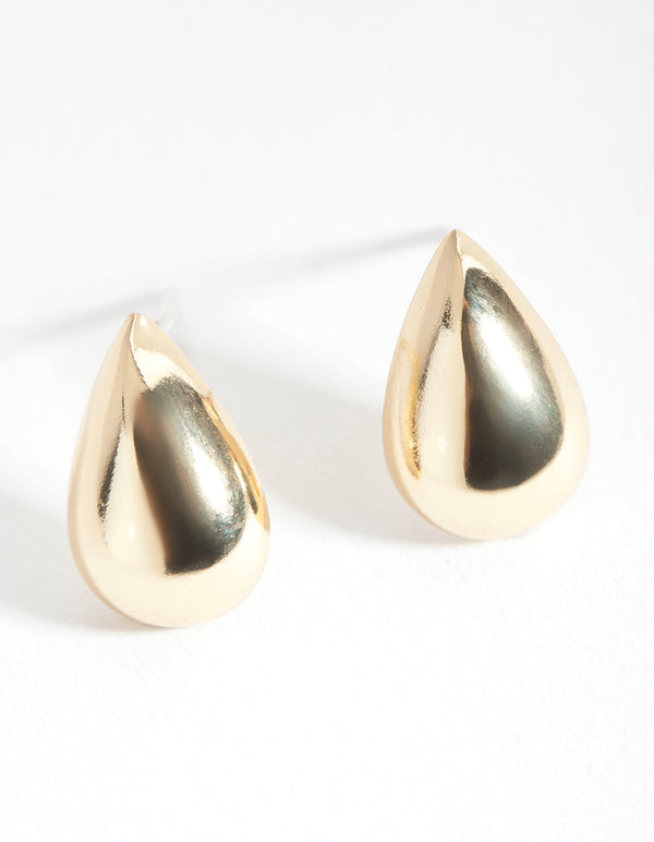 Gold Plated Sterling Silver Polished Teardrop Stud Earrings