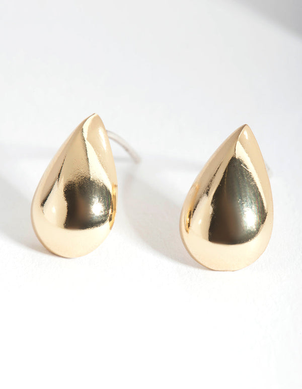 Gold Plated Sterling Silver Polished Teardrop Stud Earrings
