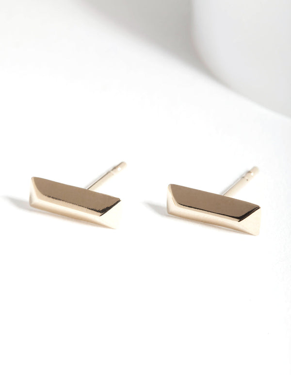 Gold Plated Sterling Silver Facet Bar Earrings