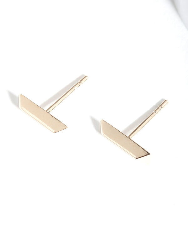 Gold Plated Sterling Silver Facet Bar Earrings