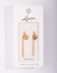 Gold Plated Sterling Silver Coin Tassel Earrings - link has visual effect only