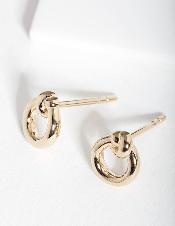 Gold Plated Sterling Silver Mini Doorknocker Stud Earrings