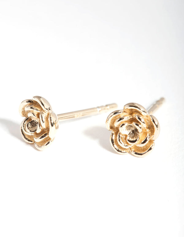 Gold Plated Sterling Silver Rose Stud Earrings