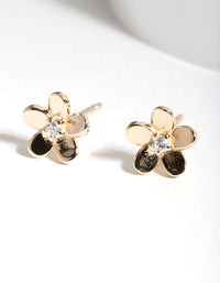 Gold Plated Sterling Silver Flower Cubic Zirconia Stud Earrings - link has visual effect only