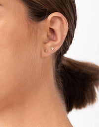 Gold Plated Sterling Silver Classic Earring 3 Pack - link has visual effect only