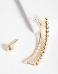 Gold Plated Sterling Silver Mismatch Beaded Ear Crawler - link has visual effect only