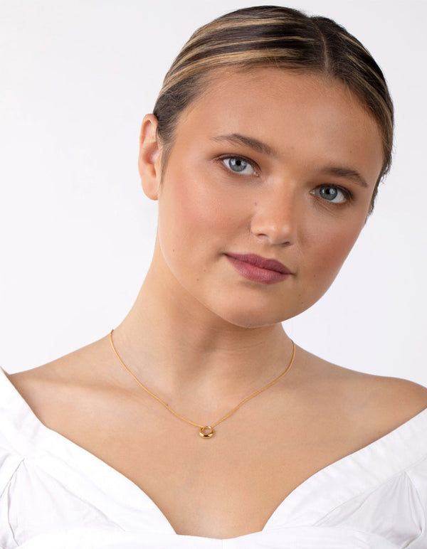 Gold Plated Sterling Silver Organic Open Circle Necklace