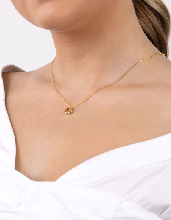 Gold Plated Sterling Silver Organic Open Circle Necklace