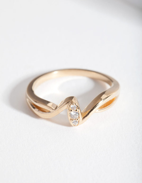 Gold Plated Sterling Silver Wave Ring