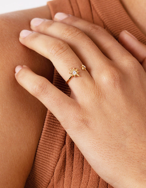 Gold Plated Sterling Silver Open Starburst Ring