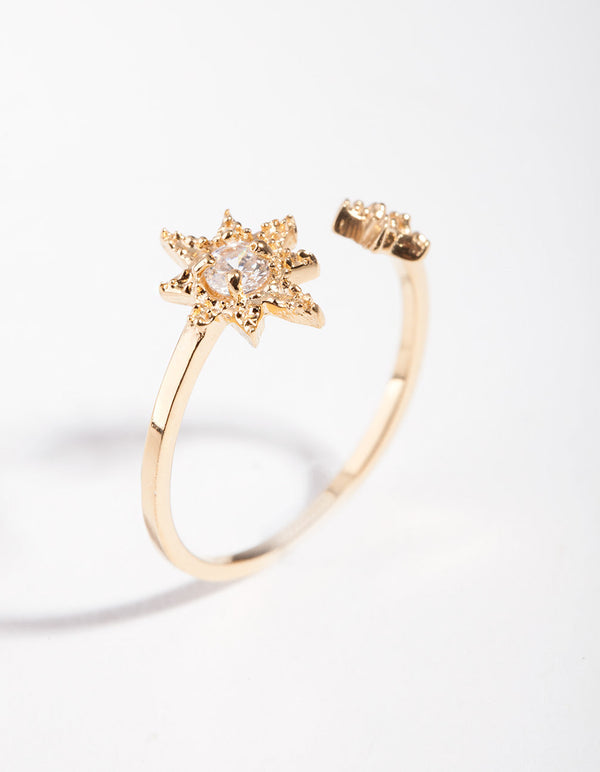 Gold Plated Sterling Silver Open Starburst Ring