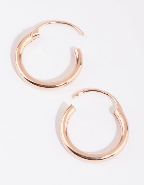 Rose Gold Plated Sterling Silver 15x2mm Hoop Earrings