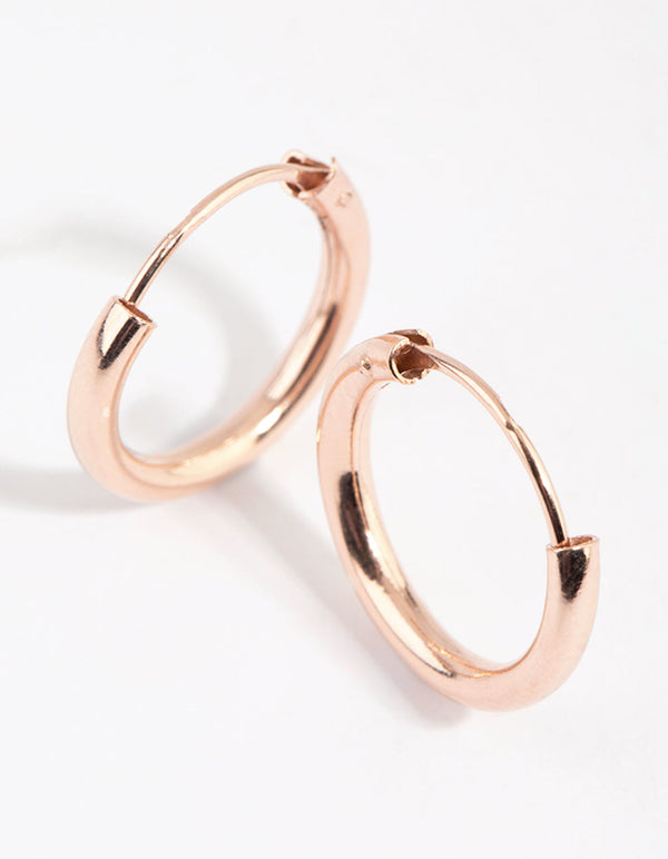 Rose Gold Plated Sterling Silver 15x2mm Hoop Earrings