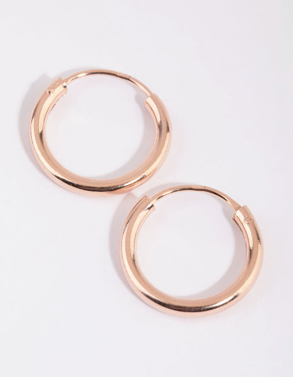 Rose Gold Plated Sterling Silver 15x2mm Hoop Earrings