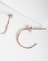 Rose Gold Plated Sterling Silver Pave Star Hoop Earrings - link has visual effect only