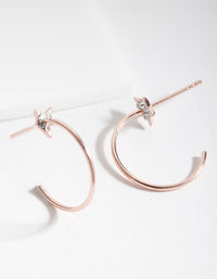 Rose Gold Plated Sterling Silver Pave Star Hoop Earrings - link has visual effect only
