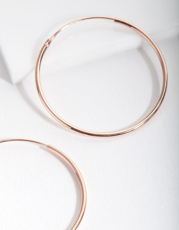 Rose Gold Plated Sterling Silver Plain 30mm Hoop Earrings