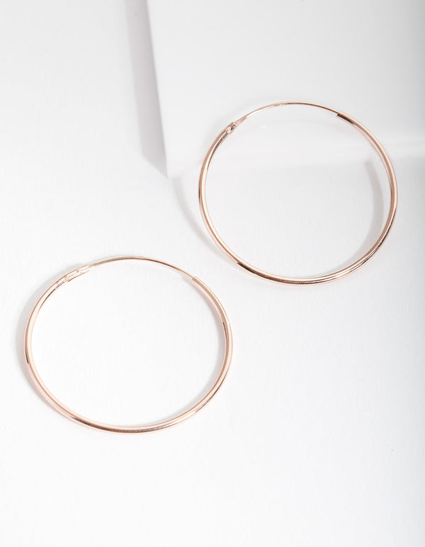 Rose Gold Plated Sterling Silver Plain 30mm Hoop Earrings