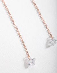 Rose Gold Plated Sterling Silver Cubic Zirconia Star Tread Through Earrings - link has visual effect only