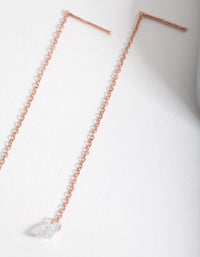 Rose Gold Plated Sterling Silver Cubic Zirconia Star Tread Through Earrings - link has visual effect only