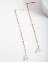 Rose Gold Plated Sterling Silver Cubic Zirconia Star Tread Through Earrings - link has visual effect only