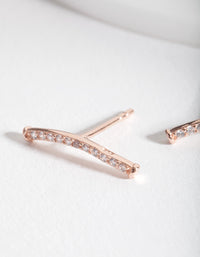 Rose Gold Plated Sterling Silver Cubic Zirconia Fine Crawler Earrings - link has visual effect only