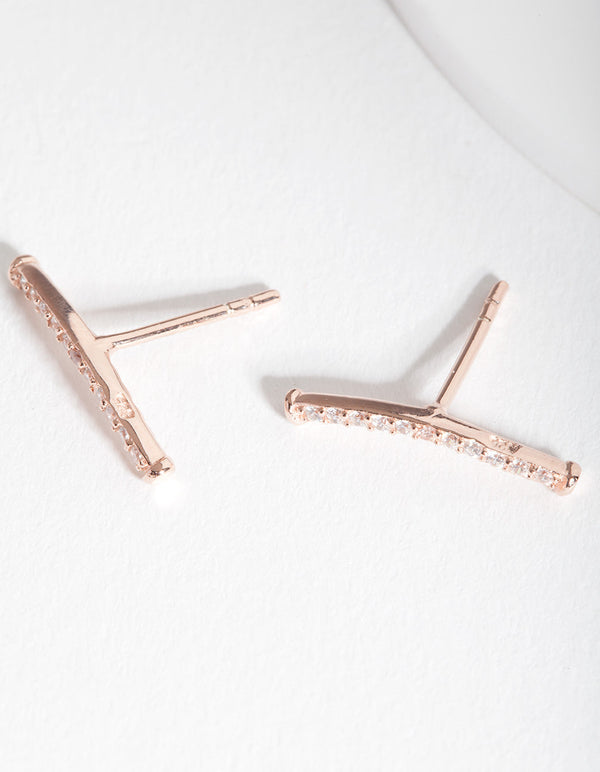 Rose Gold Plated Sterling Silver Cubic Zirconia Fine Crawler Earrings