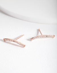 Rose Gold Plated Sterling Silver Cubic Zirconia Fine Crawler Earrings - link has visual effect only