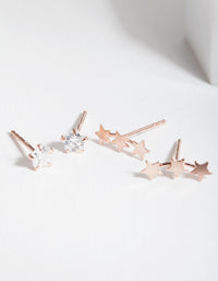 Rose Gold Plated Sterling Silver Star Crawler Earring 2 Pack - link has visual effect only
