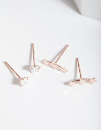 Rose Gold Plated Sterling Silver Star Crawler Earring 2 Pack - link has visual effect only