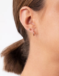 Rose Gold Plated Sterling Silver Stud Hoop Earring Pack - link has visual effect only