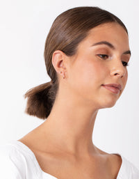 Rose Gold Plated Sterling Silver Stud Hoop Earring Pack - link has visual effect only