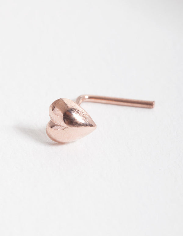 Rose Gold Plated Sterling Silver Heart Nose Stud