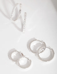 Cubic Zirconia Hoop Earrings Set - link has visual effect only